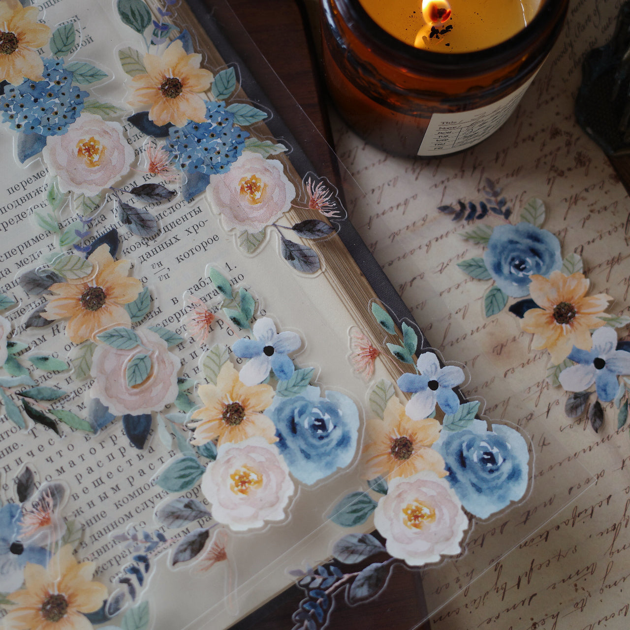 Multicolored bouquet cut die stickers and pet stickers