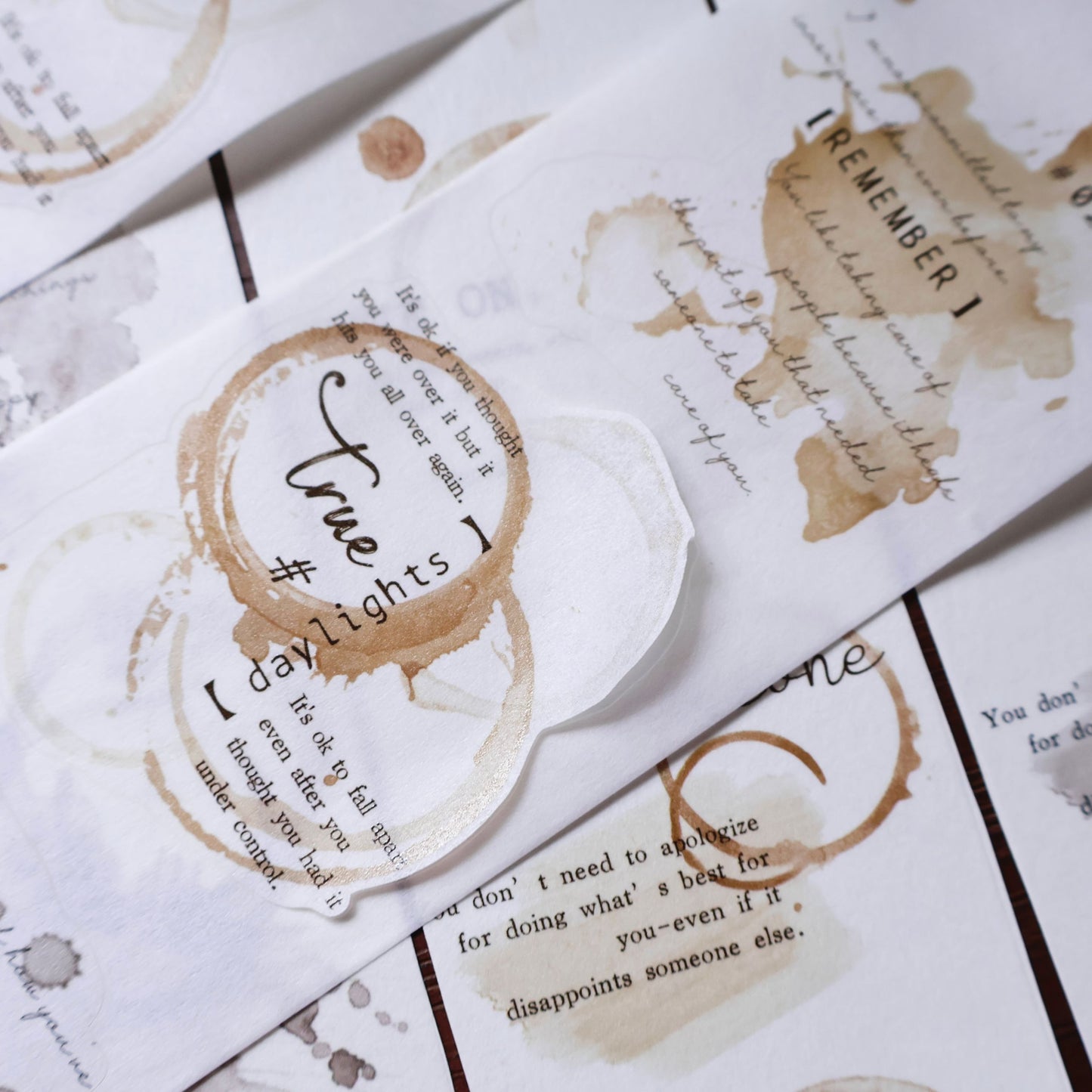 Coffee stains Light retro base tape handbook material PET washi die-cutting tape