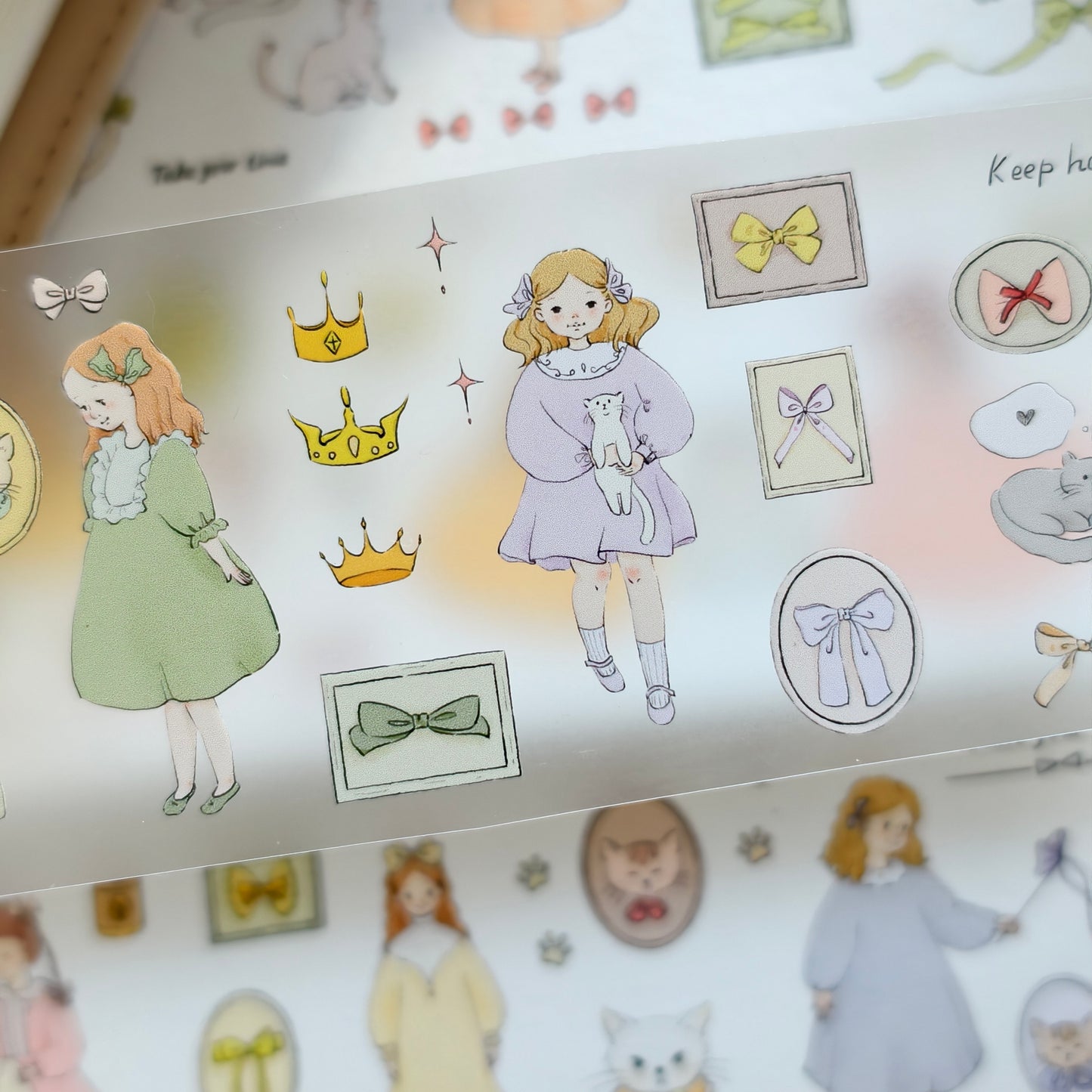 Bow Girl and Cat Collection Masking Tape | Cute PET / Washi Tape