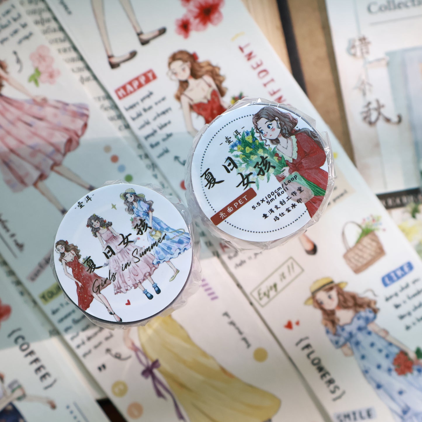 The summer girl character Retro PET and Washi Paper Tape