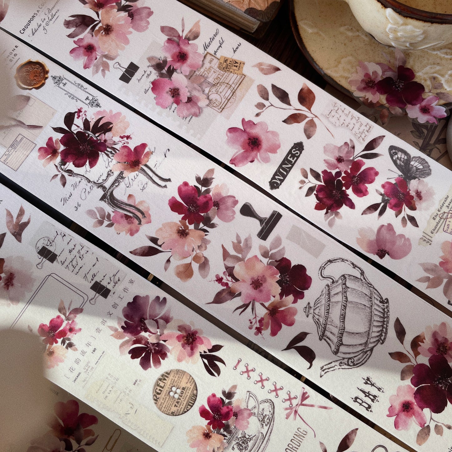 Flower rhyme fleeting years vintage flower PET and Washi tape