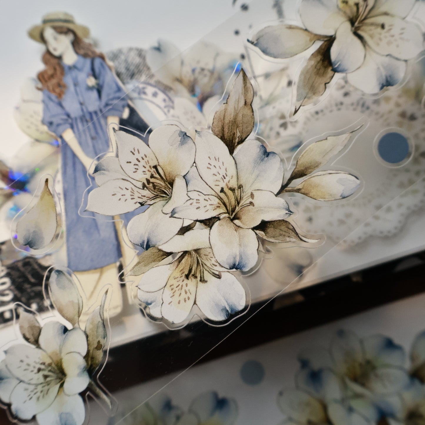 Lanyu No. 6 vintage flower PET and Washi tape