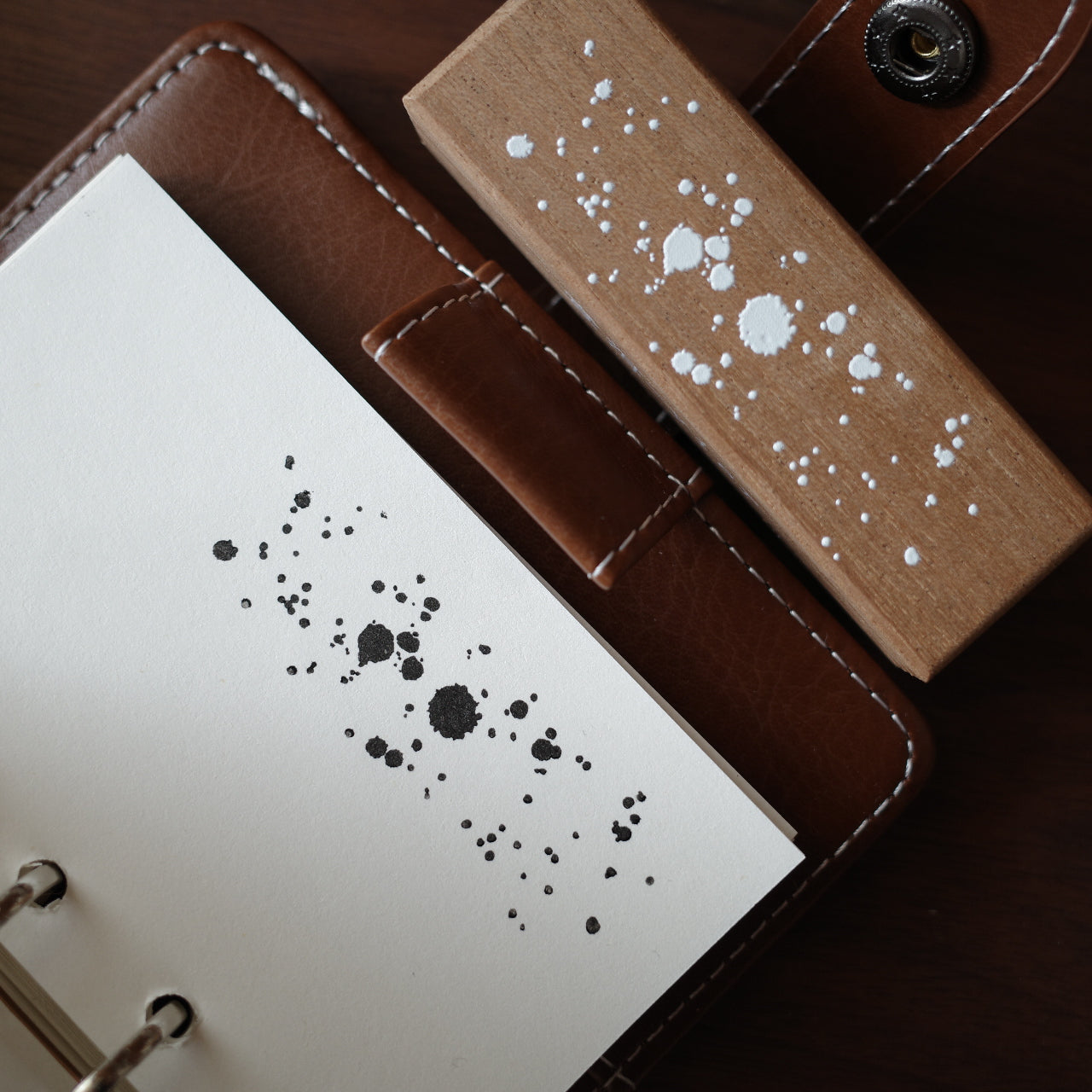 Rectangular base Retro Wooden Notebook Rubber Stamp