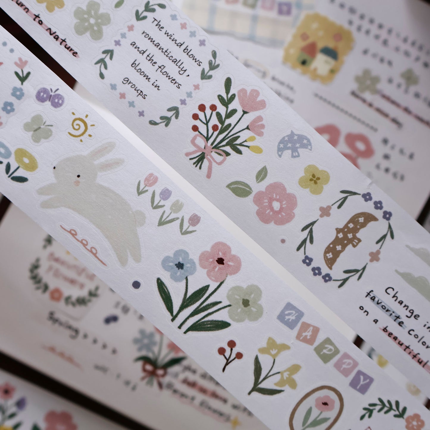 Rabbit Flower Story Collection Masking Tape | Cute PET / Washi Tape