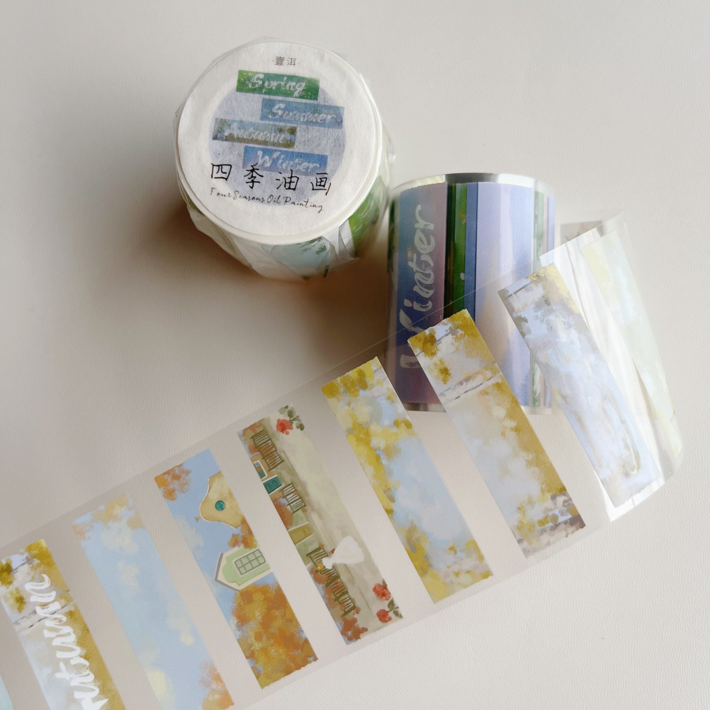 Four seasons oil painting cute light retro PET washi tape