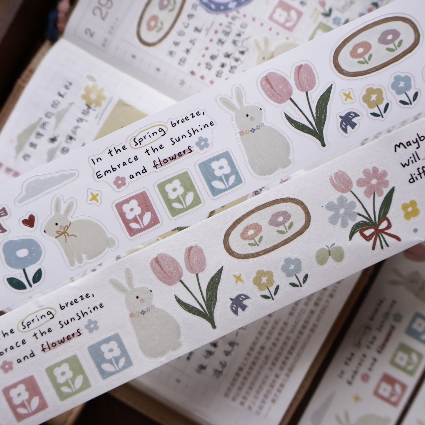 Rabbit Flower Story Collection Masking Tape | Cute PET / Washi Tape