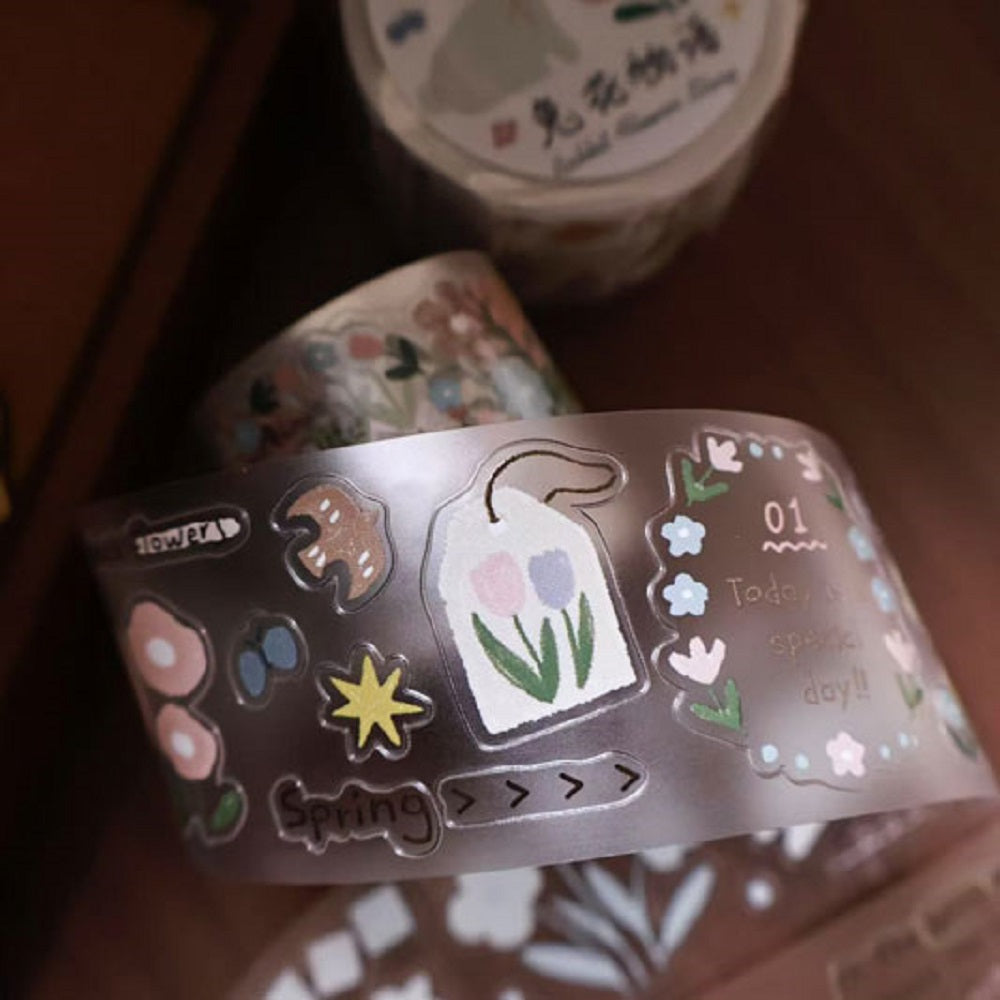 Rabbit Flower Story Collection Masking Tape | Cute PET / Washi Tape