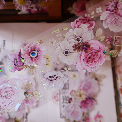Purple mist yarn vintage flower PET and Washi tape