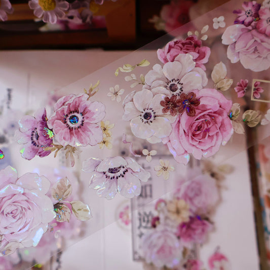 Purple mist yarn vintage flower PET and Washi tape