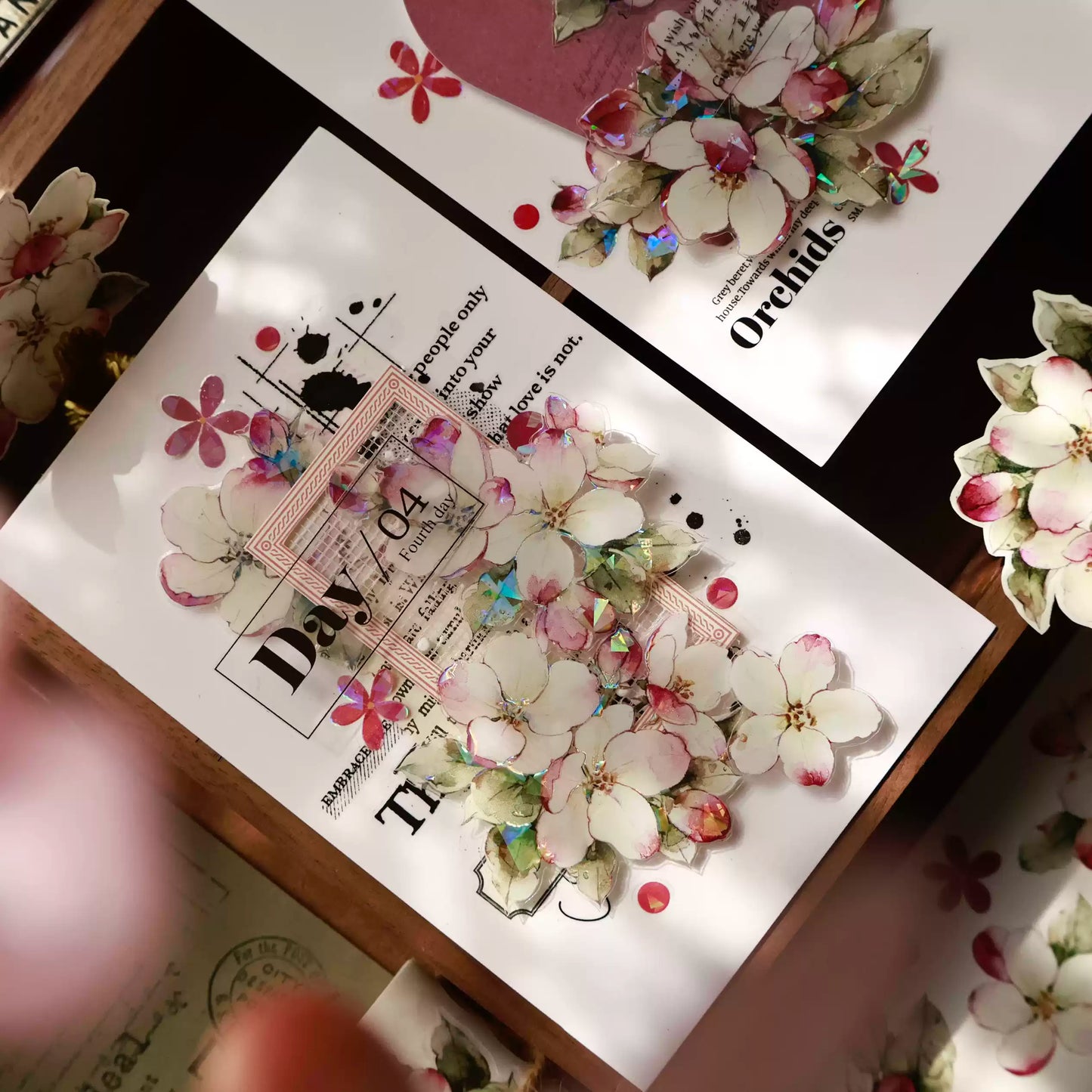 Begonia flower vintage flower PET and Washi tape