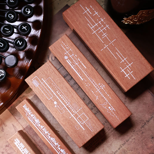 Maple upgraded Basic Line Stamp base Retro Wooden Notebook Rubber Stamp