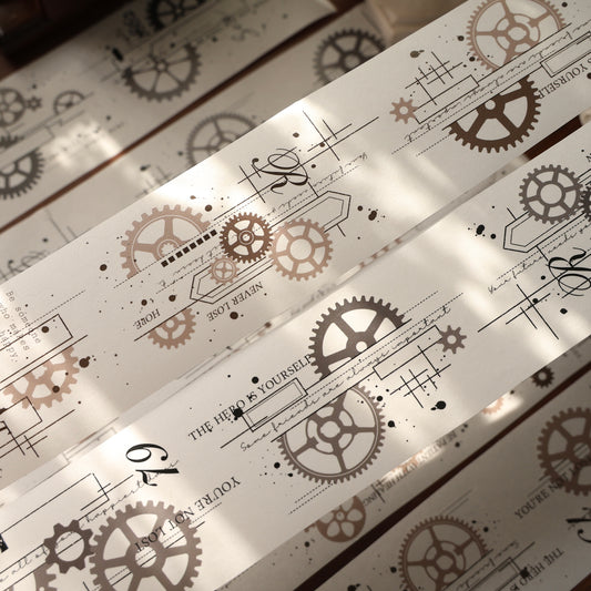 Gear stitch Light retro base tape handbook material PET washi tape