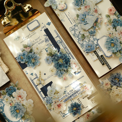 Fantasy Blue and Fantasy Green vintage flower PET and Washi tape