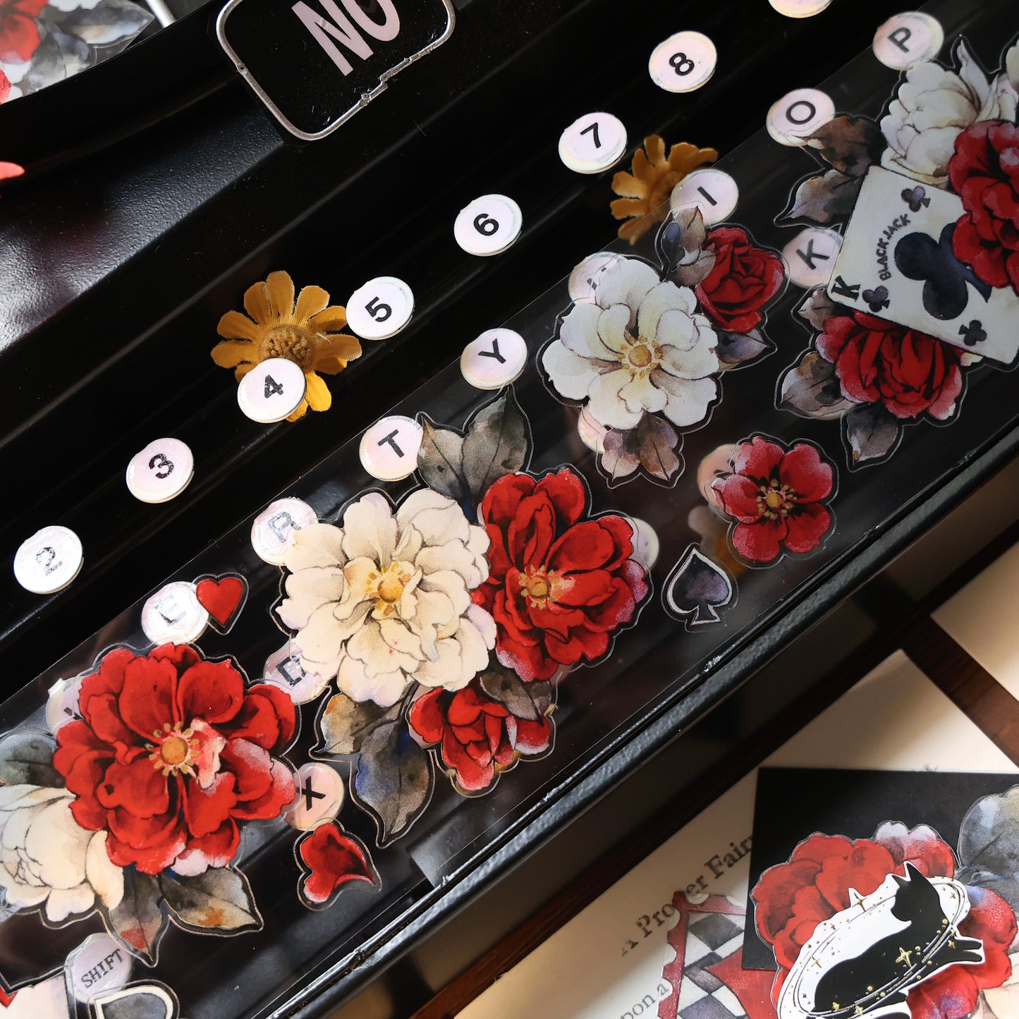 Lucky chips vintage flower PET and Washi tape