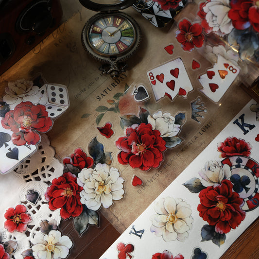 Lucky chips vintage flower PET and Washi tape