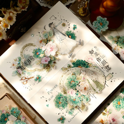 Fantasy Blue and Fantasy Green vintage flower PET and Washi tape