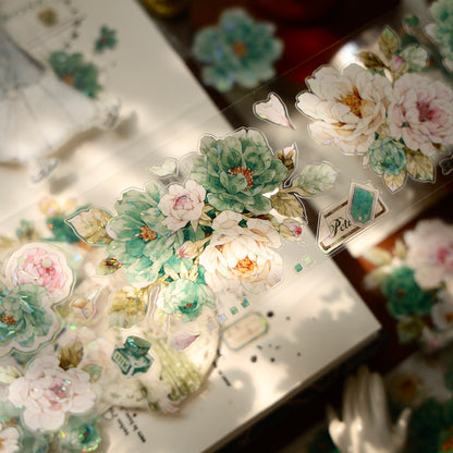 Fantasy Blue and Fantasy Green vintage flower PET and Washi tape