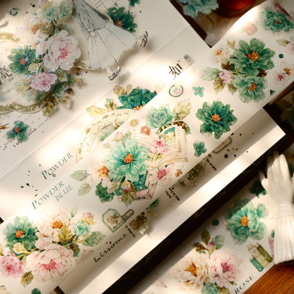 Fantasy Blue and Fantasy Green vintage flower PET and Washi tape