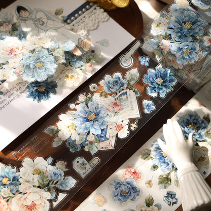 Fantasy Blue and Fantasy Green vintage flower PET and Washi tape