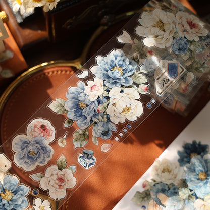 Fantasy Blue and Fantasy Green vintage flower PET and Washi tape
