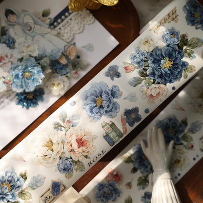 Fantasy Blue and Fantasy Green vintage flower PET and Washi tape