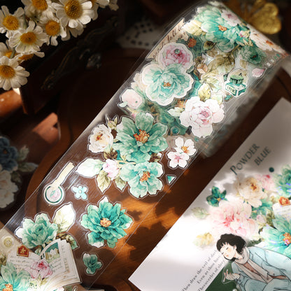 Fantasy Blue and Fantasy Green vintage flower PET and Washi tape