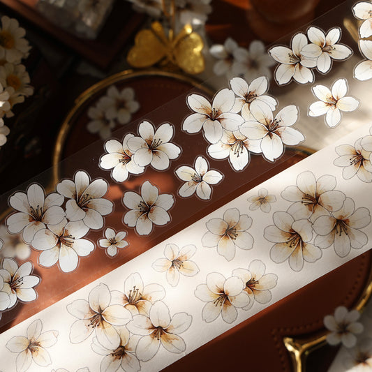 White flower vintage flower PET and Washi tape