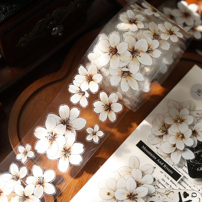 White flower vintage flower PET and Washi tape