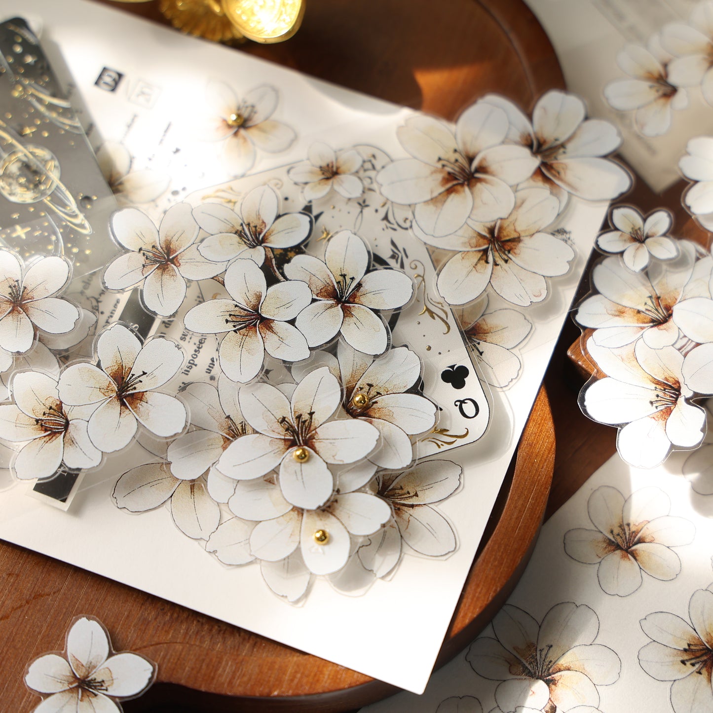 White flower vintage flower PET and Washi tape