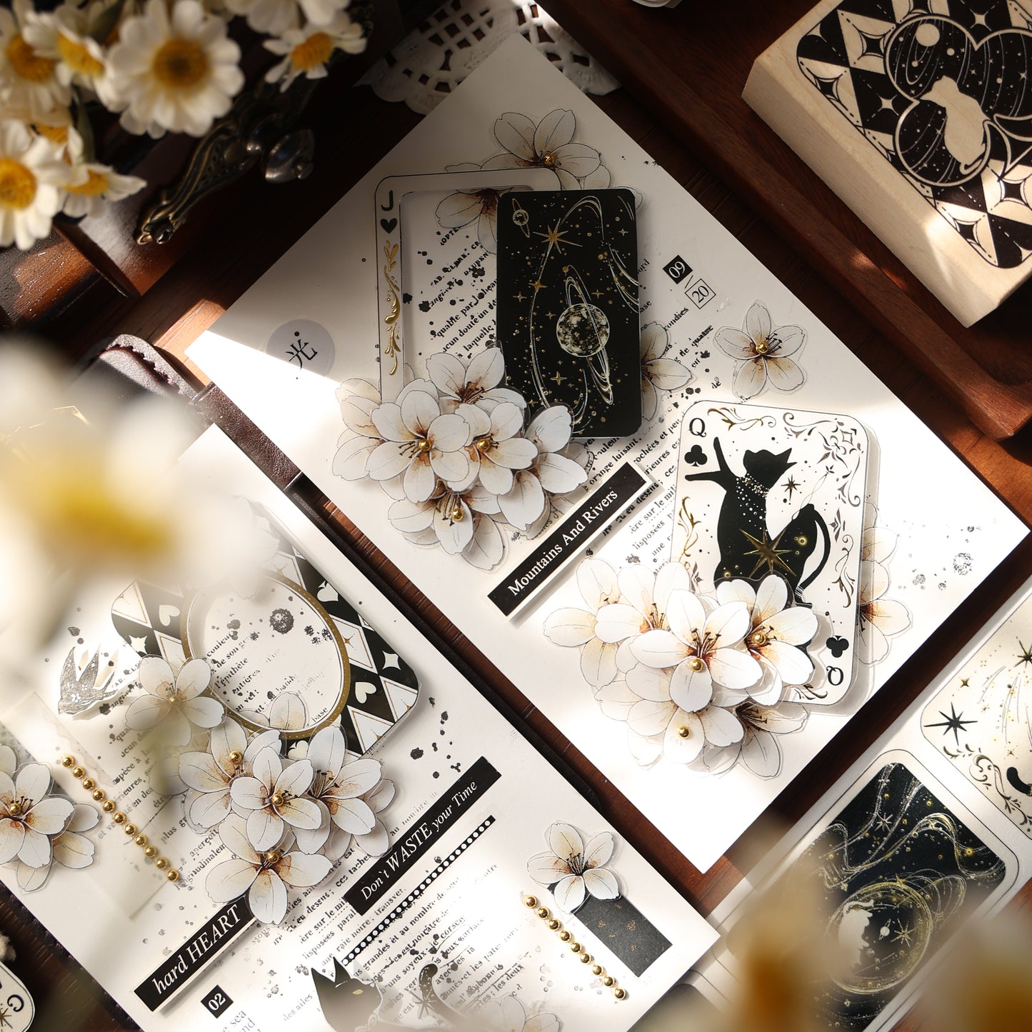 Star Card Notes Light retro base tape handbook material PET washi tape