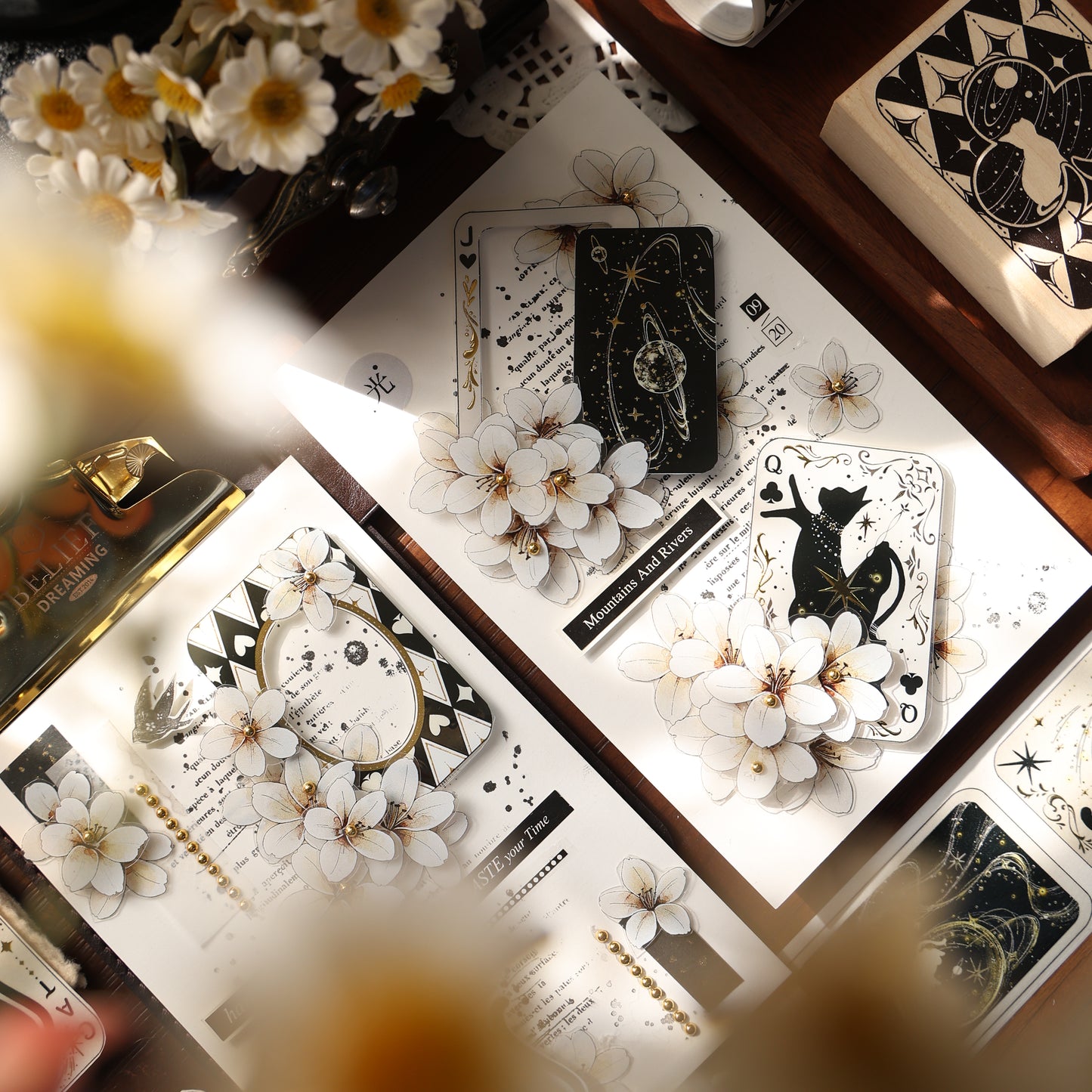 Star Card Notes Light retro base tape handbook material PET washi tape