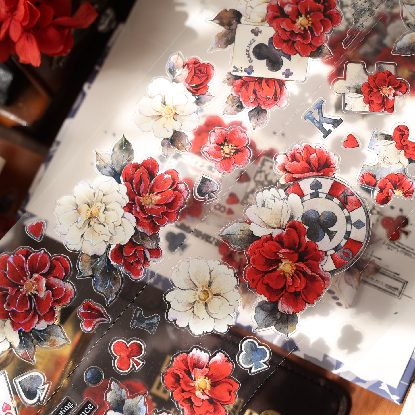 Lucky chips vintage flower PET and Washi tape