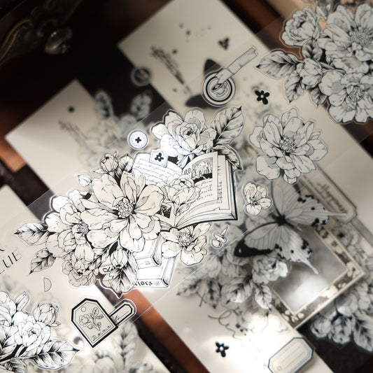 Language of flowers vintage flower PET and Washi tape