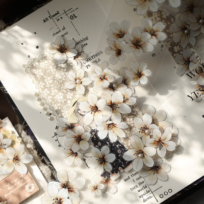 White flower vintage flower PET and Washi tape