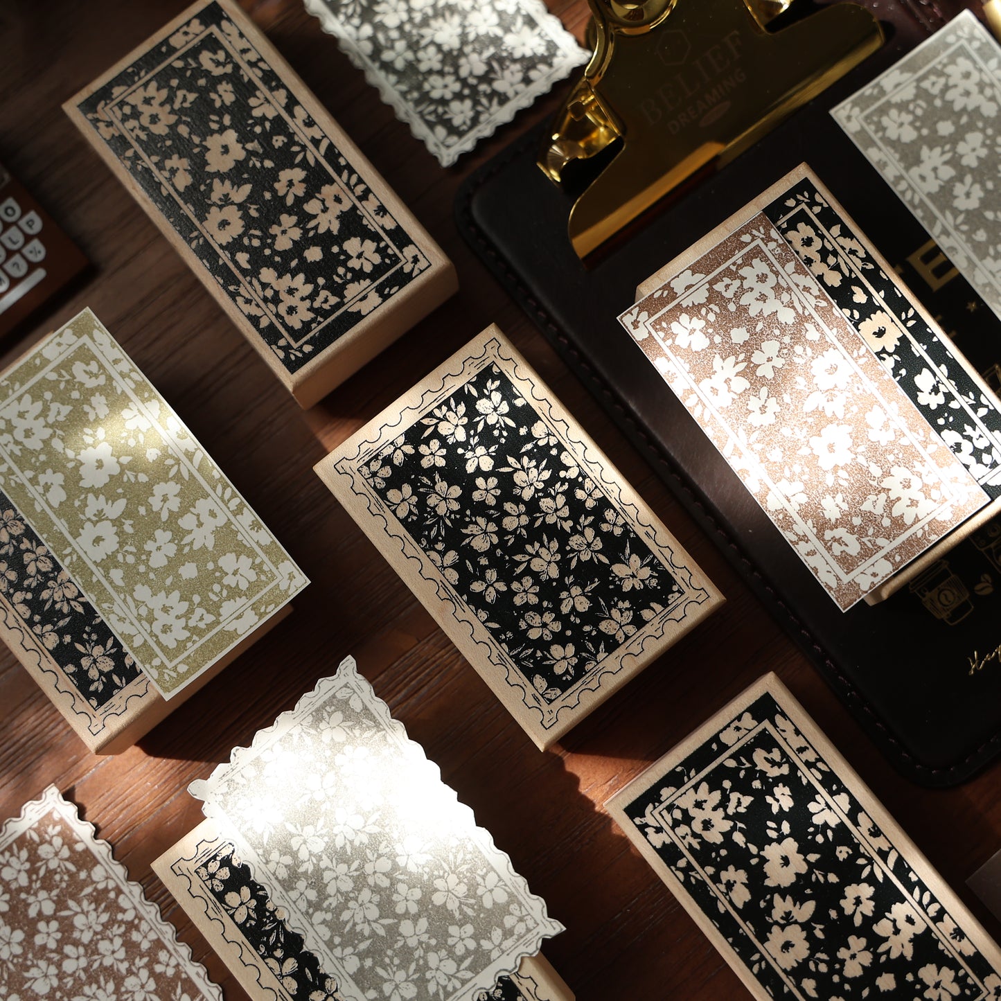 Maple upgraded Floral notepad Stamp base Retro Wooden Notebook Rubber Stamp