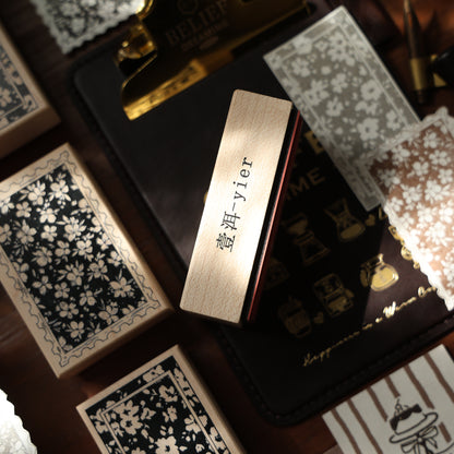 Maple upgraded Floral notepad Stamp base Retro Wooden Notebook Rubber Stamp