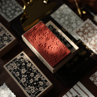 Maple upgraded Floral notepad Stamp base Retro Wooden Notebook Rubber Stamp