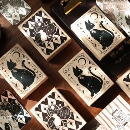 Maple upgraded Cat playing card stamp base Retro Wooden Notebook Rubber Stamp