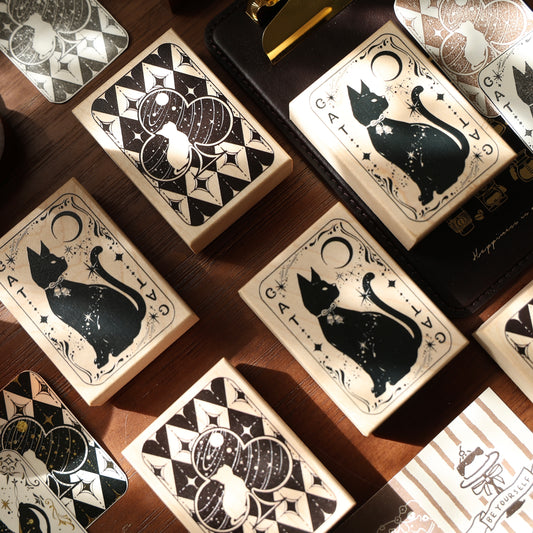Maple upgraded Cat playing card stamp base Retro Wooden Notebook Rubber Stamp