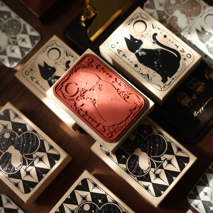 Maple upgraded Cat playing card stamp base Retro Wooden Notebook Rubber Stamp