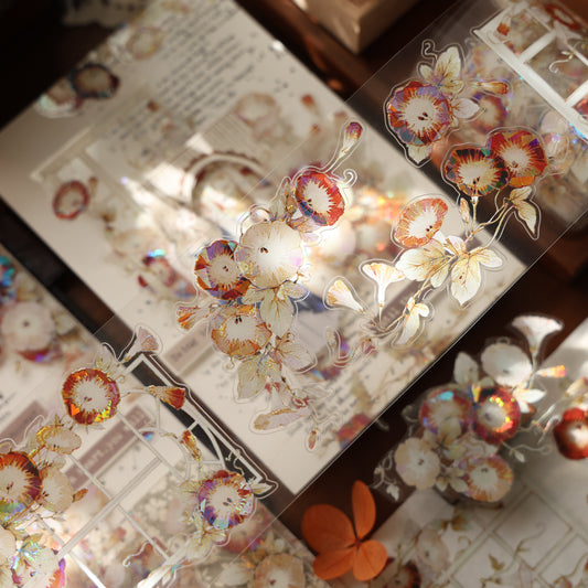 Morning glory vintage flower PET and Washi tape