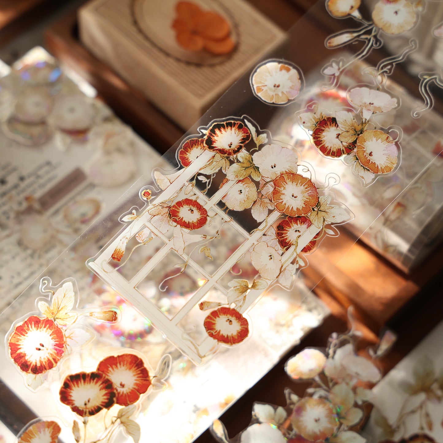 Morning glory vintage flower PET and Washi tape