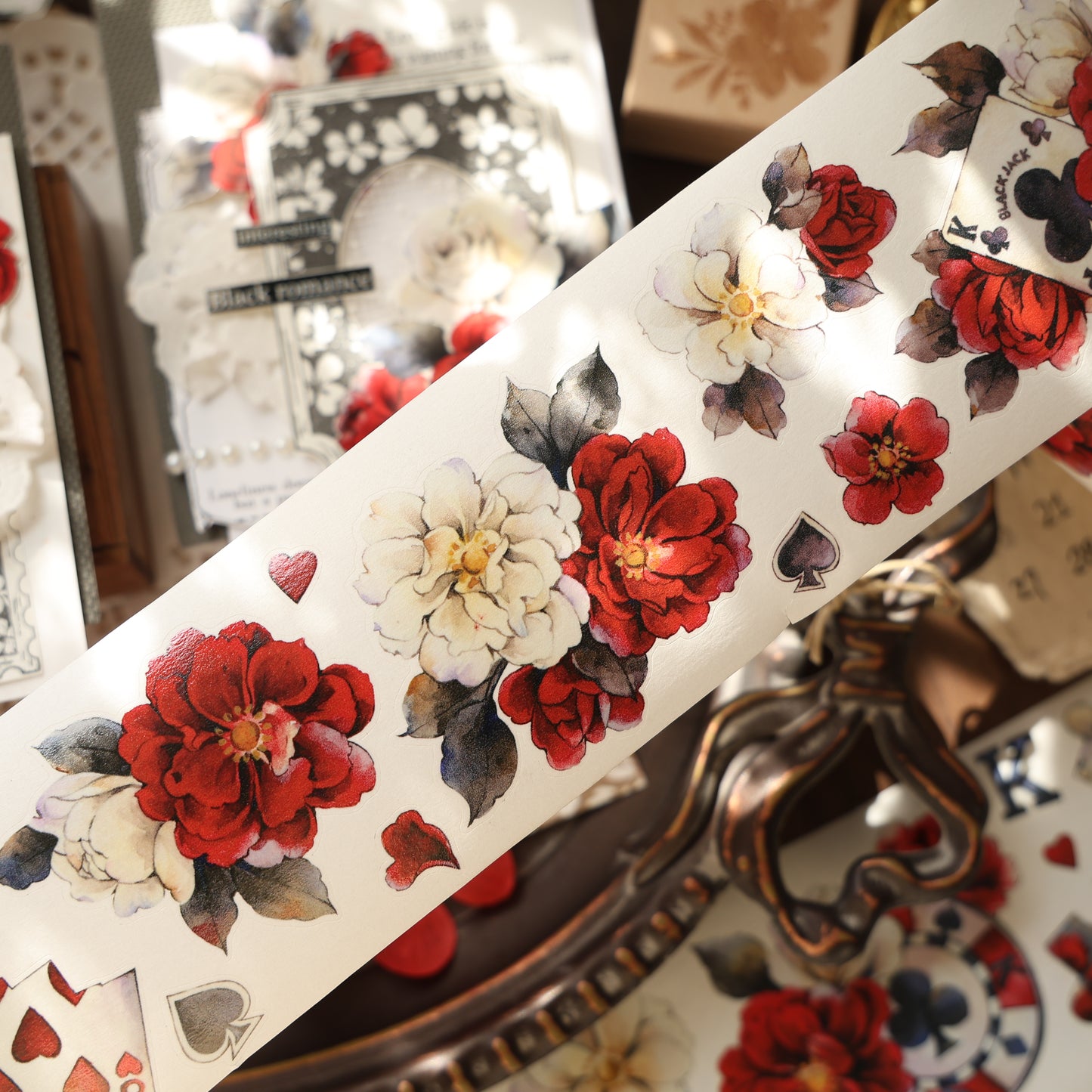 Lucky chips vintage flower PET and Washi tape