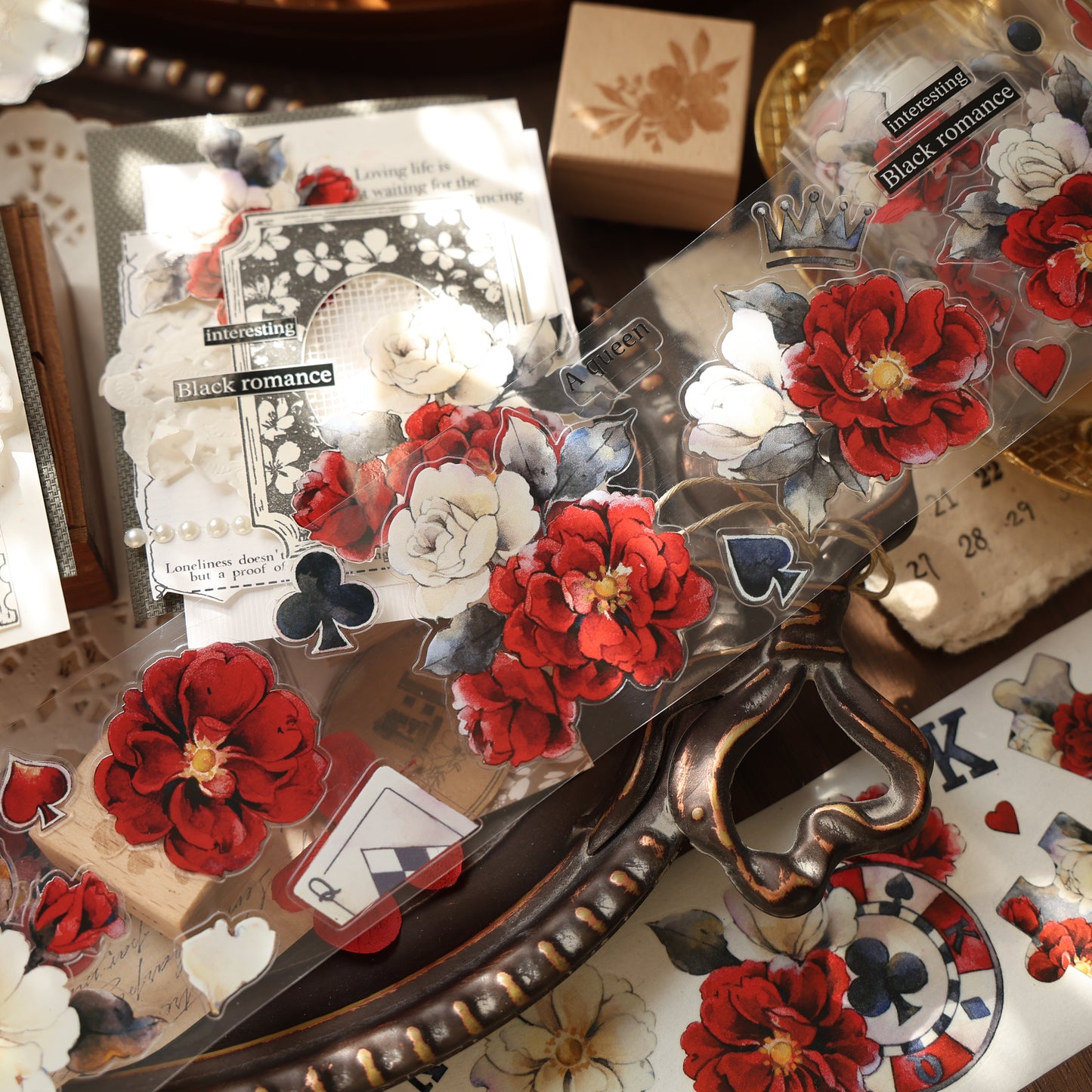 Lucky chips vintage flower PET and Washi tape