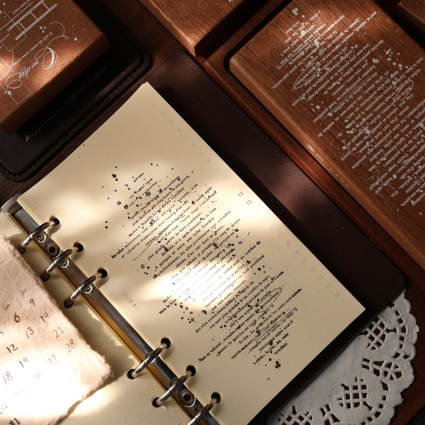 Maple upgraded simple text and lines base Stamp base Retro Wooden Notebook Rubber Stamp