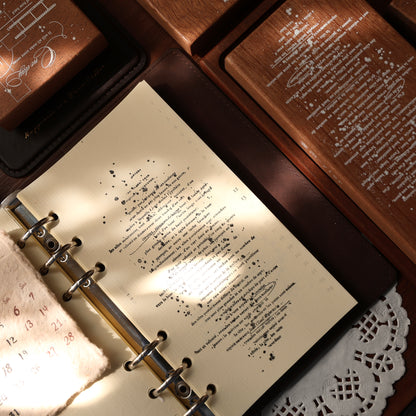 Maple upgraded simple text and lines base Stamp base Retro Wooden Notebook Rubber Stamp