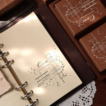 Maple upgraded simple text and lines base Stamp base Retro Wooden Notebook Rubber Stamp