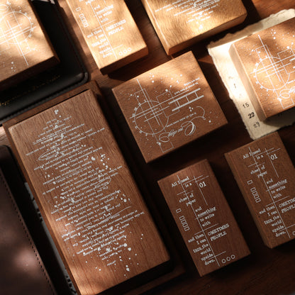 Maple upgraded simple text and lines base Stamp base Retro Wooden Notebook Rubber Stamp