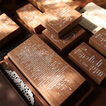 Maple upgraded simple text and lines base Stamp base Retro Wooden Notebook Rubber Stamp