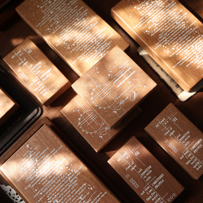 Maple upgraded simple text and lines base Stamp base Retro Wooden Notebook Rubber Stamp